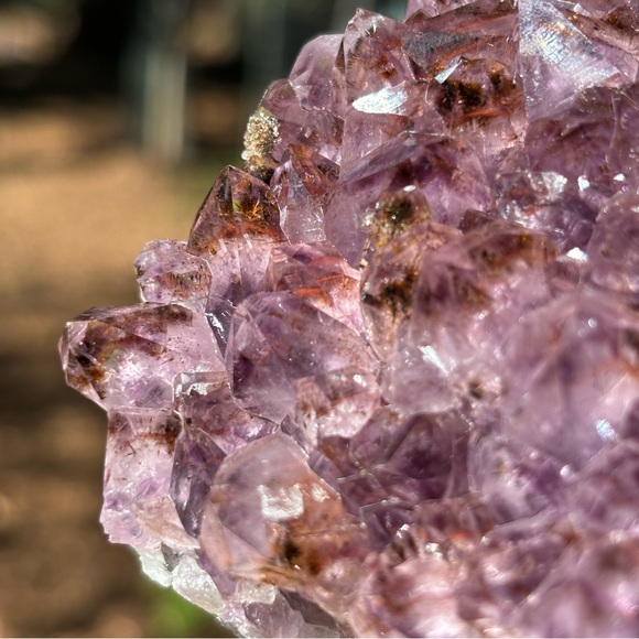 Stunning Deep Purple Amethyst Cluster with Cacoxenite and Hematite Inclusions - Picture 9 of 10